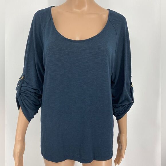 Ellen Tracy Long Raglan Sleeve Dark Grey Top Size L - Picture 1 of 6